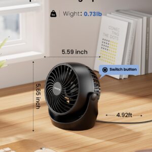 Gaiatop Air Circulator Fan, Portable Desk Fan Table Fan Dorm Fan, 5-Inch Small Fan 3 Speed with 360° Adjustable Tilt Energy-Saving Quiet Fan for Home, Office, Bedside, Bedroom, Bathroom