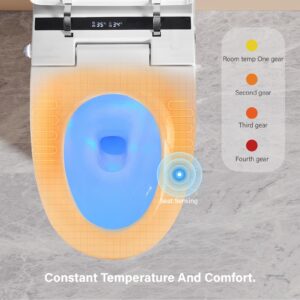 Vanity Art Smart Toilet with Bidet Built in, 1-Piece Toilet with Heated Seat, Night Light, Elongated Tankless Toilet with Auto Flush, Seating Sensor, Air Drying, Foot Induction Flush, VAST68G