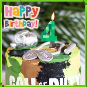 FUNCANDLE Dynamite Candles TNT Themed Birthday Candles,Green Number 7 Candles TNT Cake Toppers,Pixel Cake Candles for Boy Girl Birthday Graduation Anniversary Party Supplies Decoration