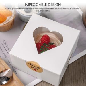 VGOODALL 20PCS Mini Bakery Boxes, 4"x 4"x 2.5" Small Treat Boxes with Window White Cookie Boxes for Cupcakes Pastry Strawberries Dessert