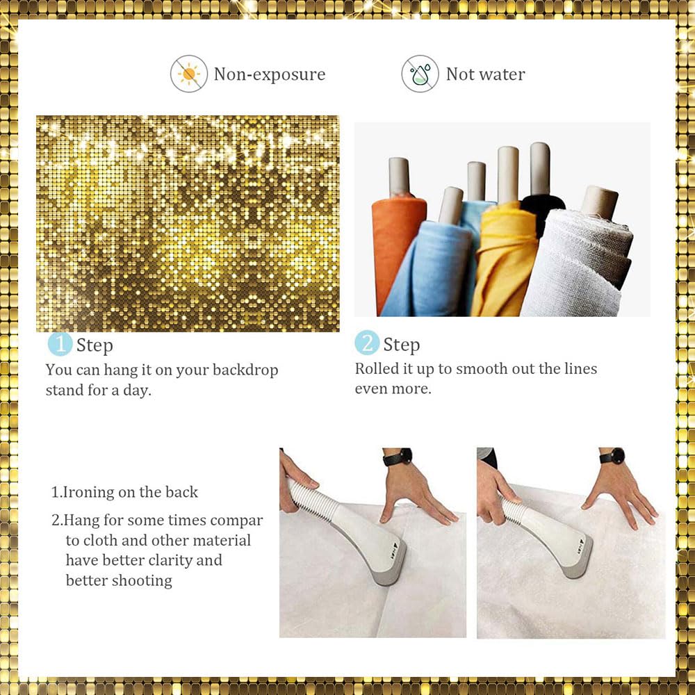 Generic Gold Glitter Backdrop Disco Themed Photography Backdrop for Anniversary Birthday Bridal Shower Wedding Prom Party Decorations Supplies Photo Studio Props (7X5FT(82x59inch))