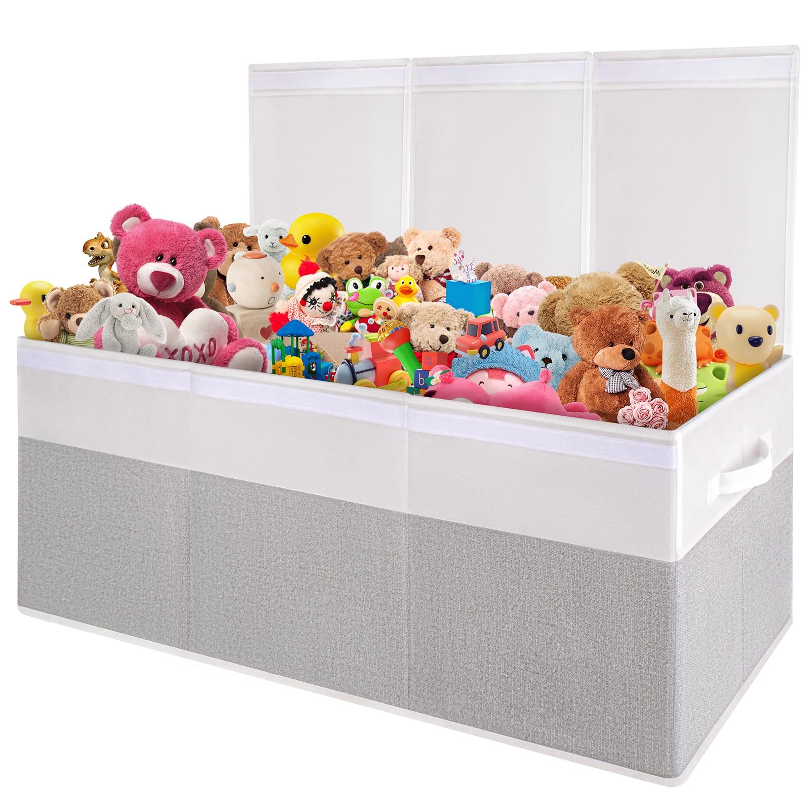 Kids Toy Box, Extra Large Toy Chest for Boy and Girl, 118L Toy Storage Organizer Stuffed Animals Holder with Removable Divider and Sturdy Handle for Nursery, Bedroom, Living room, 36"L x 12.6"W x 16"H