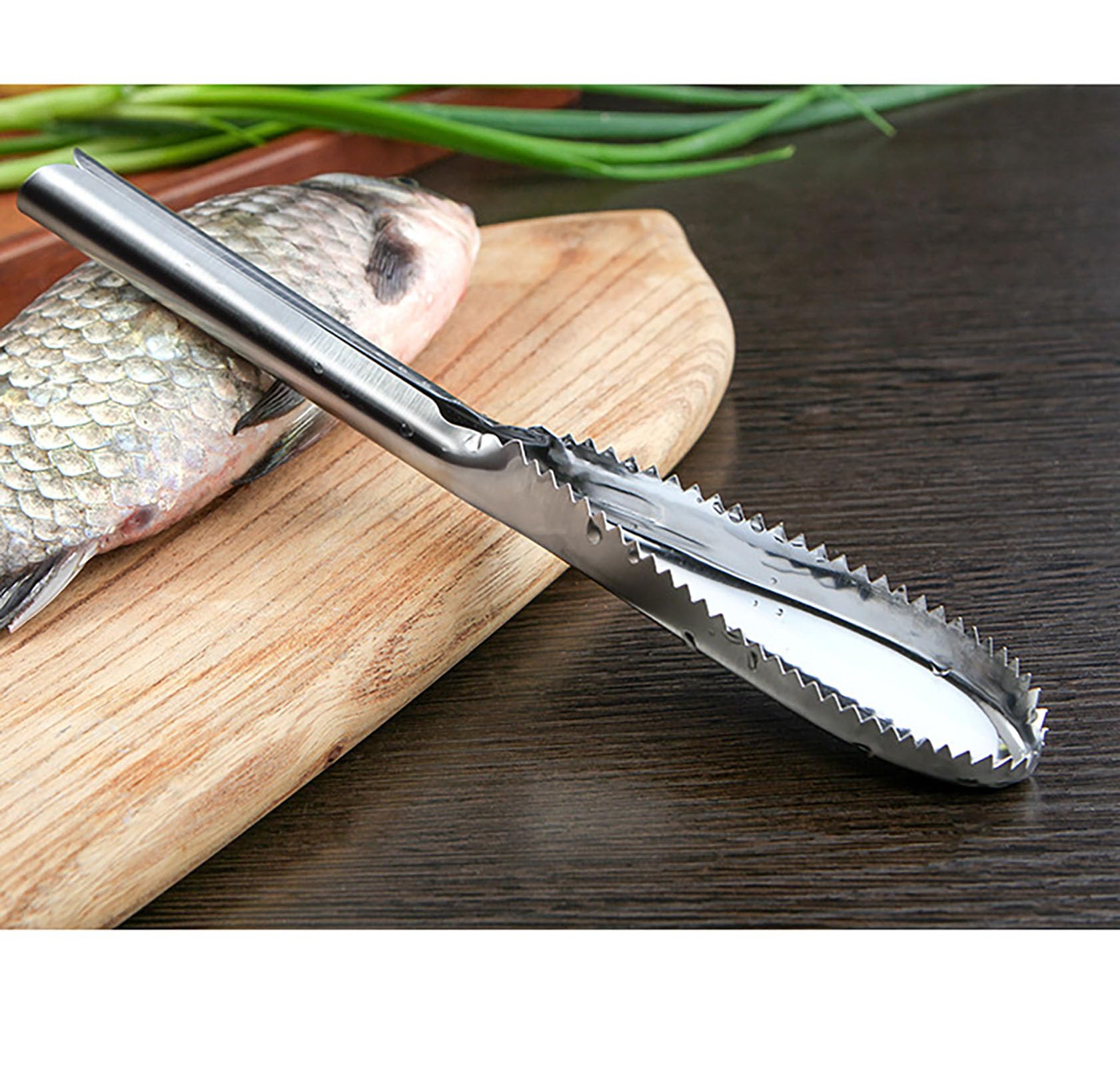 Fish Scaler Remover, 2 Pcs 9 Inch Stainless Steel Tooth Profile Fish Scale Scarper for Kitchen Tools (2)