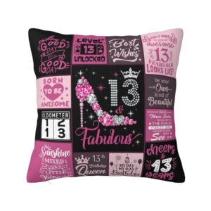 naniska 13th birthday gifts for girls, gifts for 13 year old girl pillow covers 18” x 18", 13 year old girl gifts, 13th birthday decorations for girls, 13 year old girl gift ideas for daughter sister