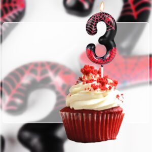 Spider Birthday Candles Number 5,Happy 5th Birthday Candle,Red Black Spider Cake Topper Candle Birthday for Boys Girls Kids Spider Themed Party Anniversary Celebration Supplies Decorations