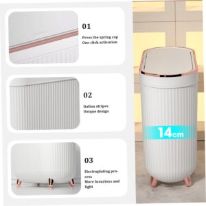 Bathroom Trash Can Slim Trash Can 3.2 Gallons Kitchen Garbage Can with Press Top Lid Plastic Trash Bin Waste Basket for Bedroom, Office, Living Room White