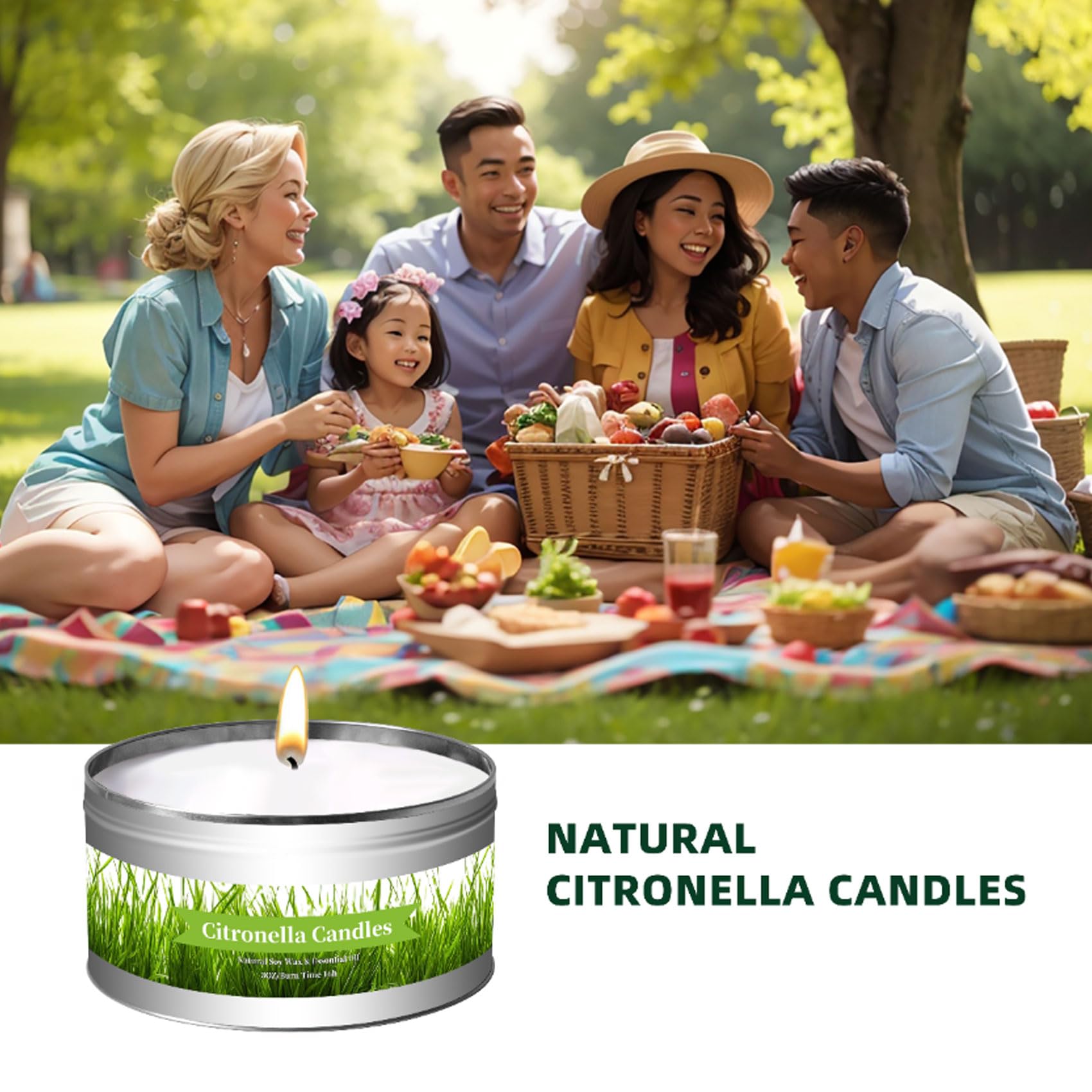 Gadojuewo Citronella Candles Outdoor Indoor Large, 3 Pack 3.1 oz Soy Wax Jar Candles up to 49 Hours, Citronella Candles Sets for Garden, Backyard,Patio,Yard,Balcony,Camping,Indoor Outdoor