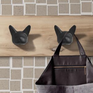 LKMUPNR 2Pack Coat Rack Wall Mount Black Dog Head Black Hooks Dog Tail Hooks for Wall,Siding Hooks for Bedroom, Living Room, Porch