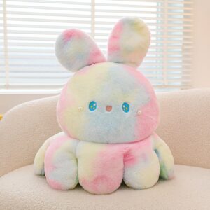 castee Octopus Rabbit Reversible Stuffed Animal Plushie - Kids Cute and Soft Plush Pillow Toy - Toddlers & Children’s Ideal Gift - Cozy Embraceable Companion (Pink-Purple,9 inch)