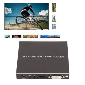 2x2 hdmi video wall controller, ultra hd 4 channel dvi tv wall video multiviewer, 180° rotating hdmi splicing display processor with remote for laptop pc computers, dvd players(us)