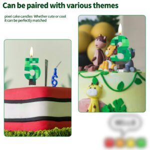 FUNCANDLE Dynamite Candles TNT Themed Birthday Candles,Green Number 7 Candles TNT Cake Toppers,Pixel Cake Candles for Boy Girl Birthday Graduation Anniversary Party Supplies Decoration