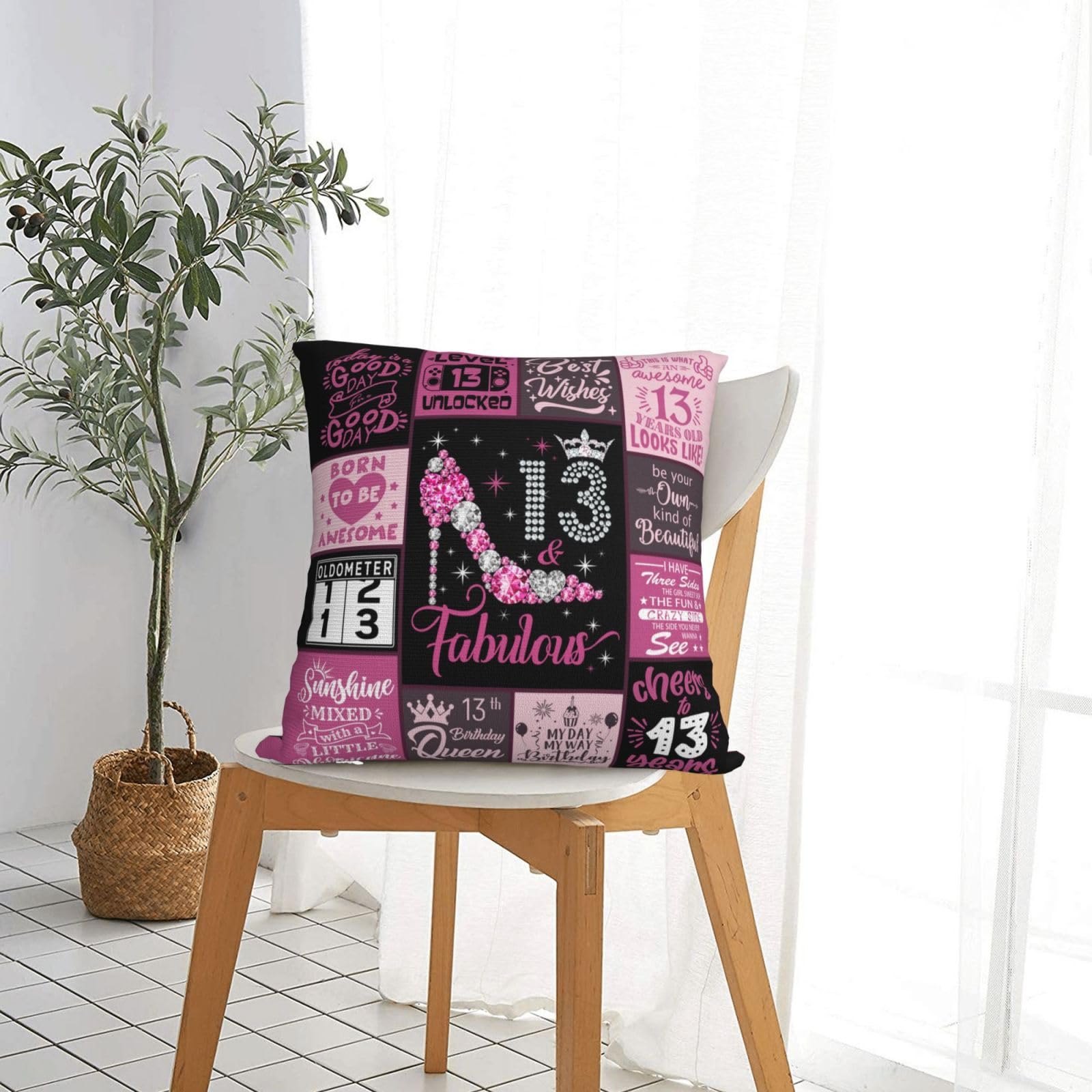 NANISKA 13th Birthday Gifts for Girls, Gifts for 13 Year Old Girl Pillow Covers 18” x 18", 13 Year Old Girl Gifts, 13th Birthday Decorations for Girls, 13 Year Old Girl Gift Ideas for Daughter Sister