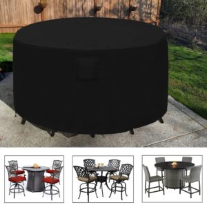 Izzybang Outdoor Bar Height Dining Set Cover for 5 Piece Tall Round Bistro Outdoor Dining Set Waterproof Heavy Duty 75 Inch Round Patio Bar Height Table & Chair Sets Cover