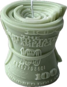 100 dollar bill/money candle, natural soy wax/beeswax, decorative candle, can be used as a gift or home décor (no fragrance)