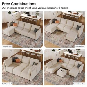 Belffin Corduroy Loveseat, Luxury Modular Love Seat with Storage, Modern Couch for Living Room, Beige