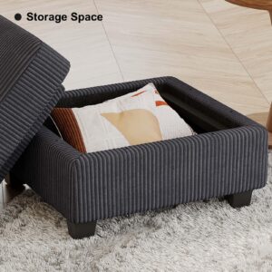 Belffin Corduroy Ottoman Modular Sectional Couch Module Parts Convertible Modern Sectional Sofa Couch, Dark Grey