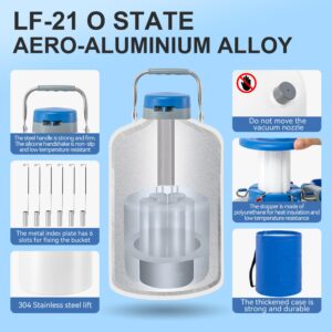 CXRCY 10L Aluminum Alloy Cryogenic Container Liquid Nitrogen (LN2) Dewar, Tank Dewar with 6 Canisters & Carry Bag, Durable, Lnsulation & Vacuum Design can Safely Store Liquid Nitrogen