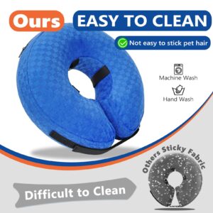 GoGoPaw Inflatable Dog Cone Collar After Surgery, Soft Dog Cone for Large Medium Small Dogs and Cats, Adjustable Blow up Neck Donut, Pet Recovery E Collar Alternative Not Block Vision(Blue,M)