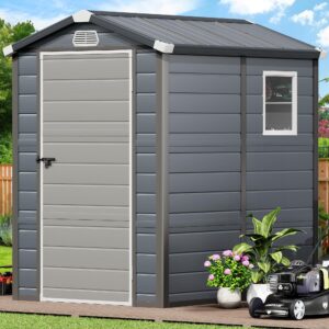 YITAHOME Outdoor Resin Storage Shed w/o Floor, All-Weather Plastic Shed with Lockable Doors, Window & Vents, Plastic Tool Shed for Backyard, Patio, Poolside, Lawn, Gray