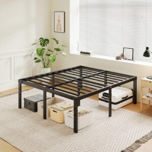 agxi 20 inch king bed frame no box spring needed, heavy duty tall metal platform with large storage space, easy assembly strong bearing capacity, noise free