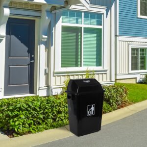 Yuright 13 Gallon Plastic Trash Bin with Swing Lid, Black Large Garbage Can, 4 Pack