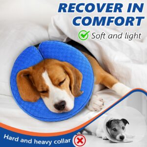 GoGoPaw Inflatable Dog Cone Collar After Surgery, Soft Dog Cone for Large Medium Small Dogs and Cats, Adjustable Blow up Neck Donut, Pet Recovery E Collar Alternative Not Block Vision(Blue,M)