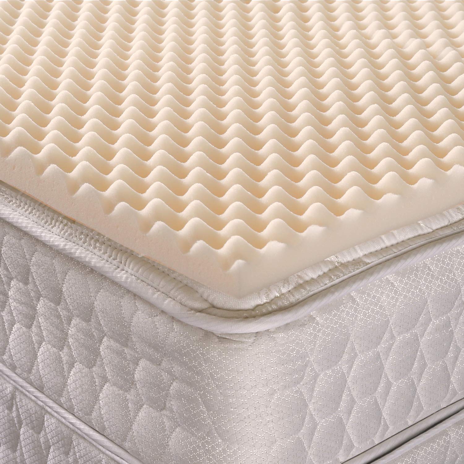 Generic Dela Incorporated Egg Crate Convoluted Foam Mattress Pad 4"" Standard Queen Size Topper- 4"" x 60"" x 80"", 5203453