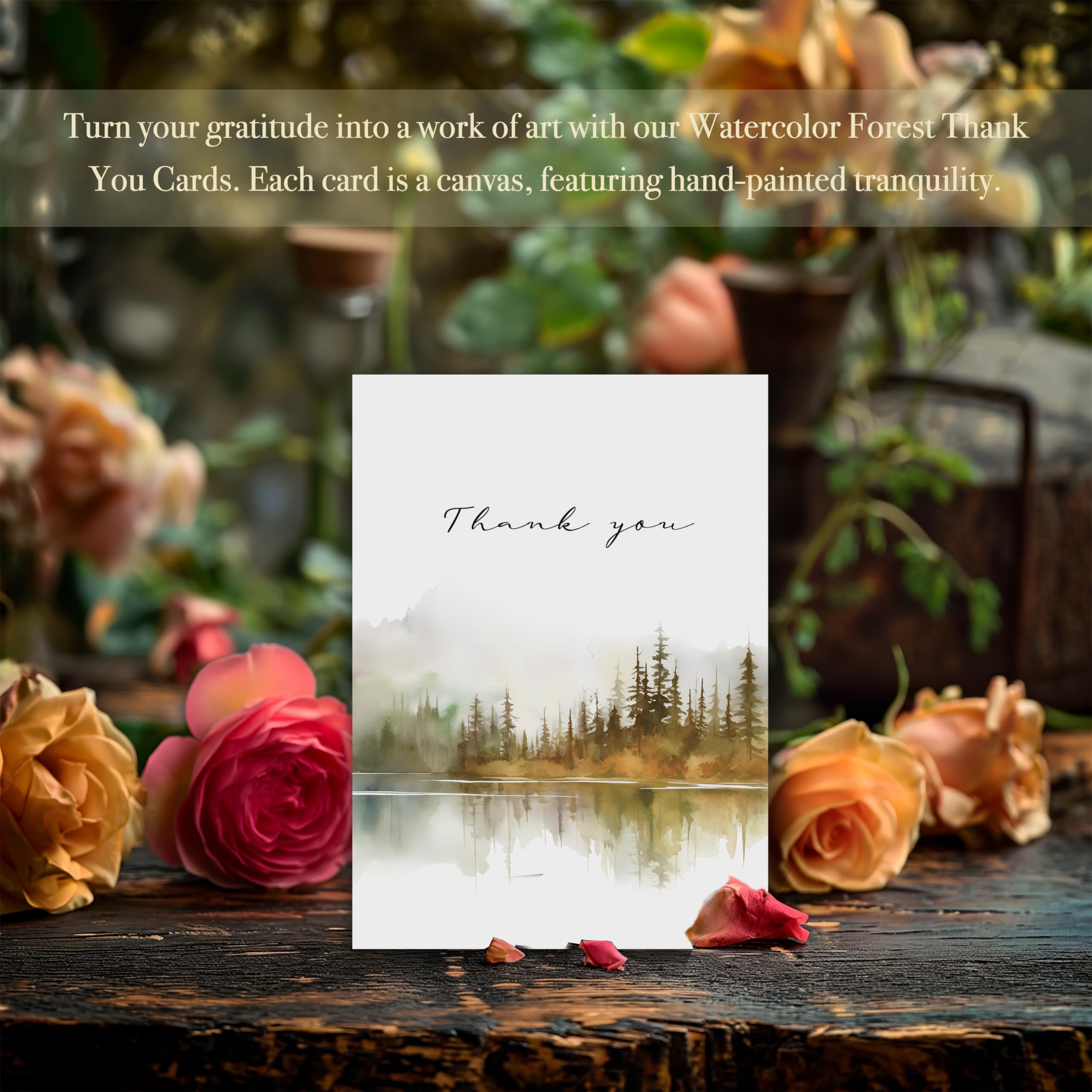 Thank You Cards Set of 20,4x6 Inches Watercolor Nature Forest Thank You Cards with Envelopes, Perfect Thank You Cards Bulk For All Occasions,incl. Baby Shower, Wedding, Birthday Party, Greeting