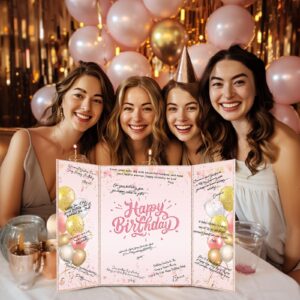 Tnvee Birthday Party Guest Book Birthday Decorations for Women & All Ages, Large 19" x 12.2" Rose Gold Signature Card Board Party Supplies Gifts