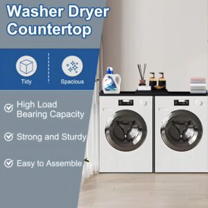 Washer Dryer Countertop, Laundry Countertop, Laundry Countertop Over Washer and Dryer, 27.5" Depth x 54" Width with Edge Rails for Laundry Room Storage and Organization -Black