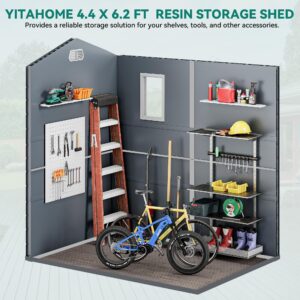 YITAHOME Outdoor Resin Storage Shed w/o Floor, All-Weather Plastic Shed with Lockable Doors, Window & Vents, Plastic Tool Shed for Backyard, Patio, Poolside, Lawn, Gray