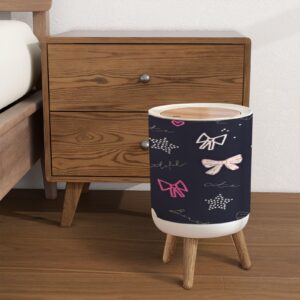 Trash Can with Lid Cute seamless pattern for girls Lovely doodle pattern Scandinavian Garbage Can Round Waste Bin Press Cover Dog Proof Wastebasket for Kitchen Bathroom Living Room Nursery 1.8gal