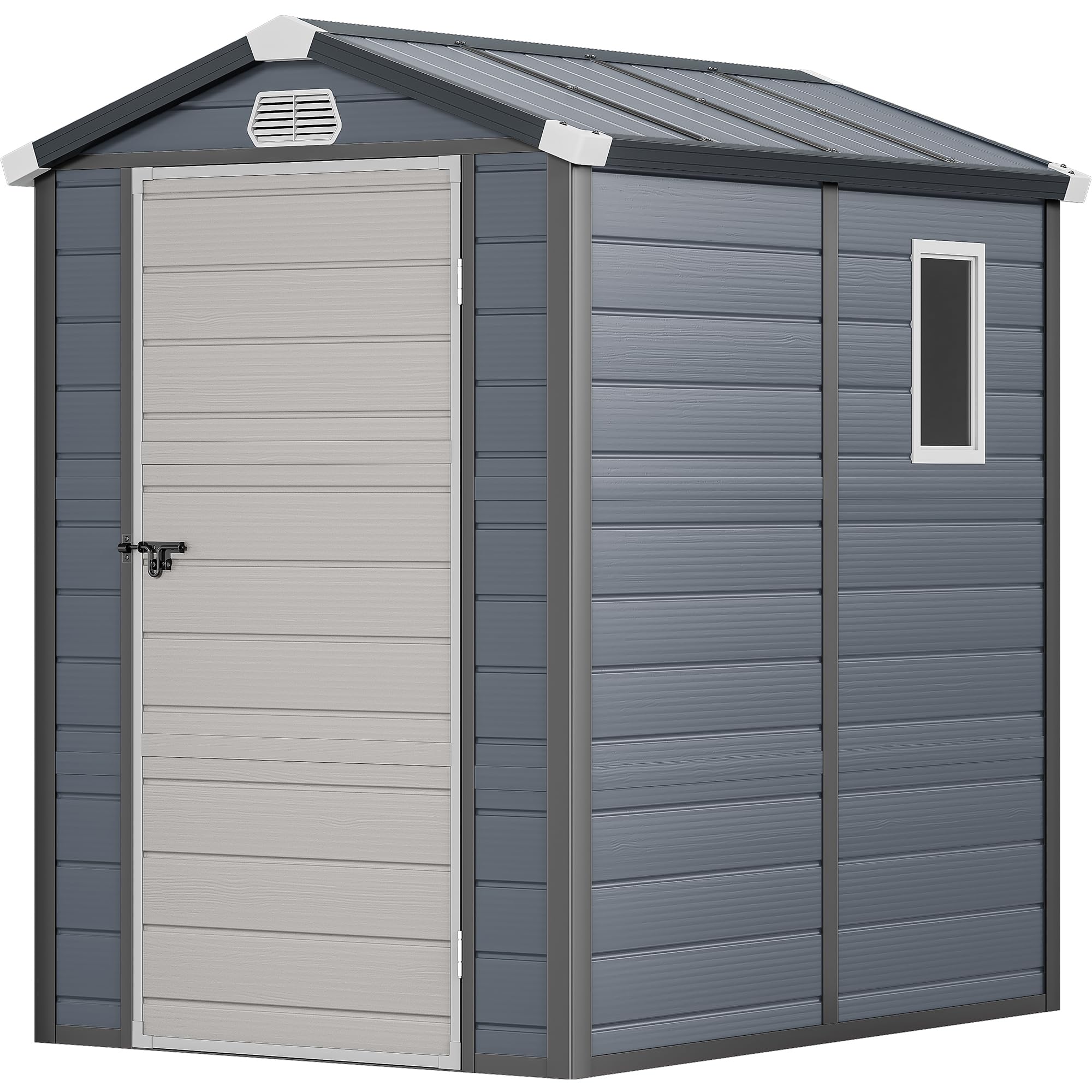 YITAHOME Outdoor Resin Storage Shed w/o Floor, All-Weather Plastic Shed with Lockable Doors, Window & Vents, Plastic Tool Shed for Backyard, Patio, Poolside, Lawn, Gray