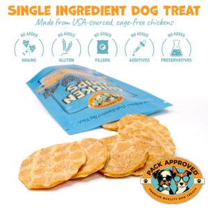 Pack Approved Chicken Chips for Dogs - Crunchy Chicken Dog Treats for Training - Single Ingredient Dog Treat - Dried Chicken Treats for Dogs - 100% Chicken Breast Dog Treats, All-Natural - 12oz