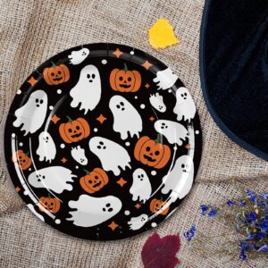 Generic AnyDesign 24Pcs Halloween Paper Plates Cute Ghost Pumpkin Disposable Plates 9 Inch Black Decorative Dinner Dessert Plates for Party Tableware Supplies