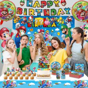 Cartoon Birthday Party Supplies Decorations Cartoon Game Backdrop Banner Cake Topper Balloons Cartoon Party Table Cloth Plates Cups etc Cartoon Game Birthday Party Supplies