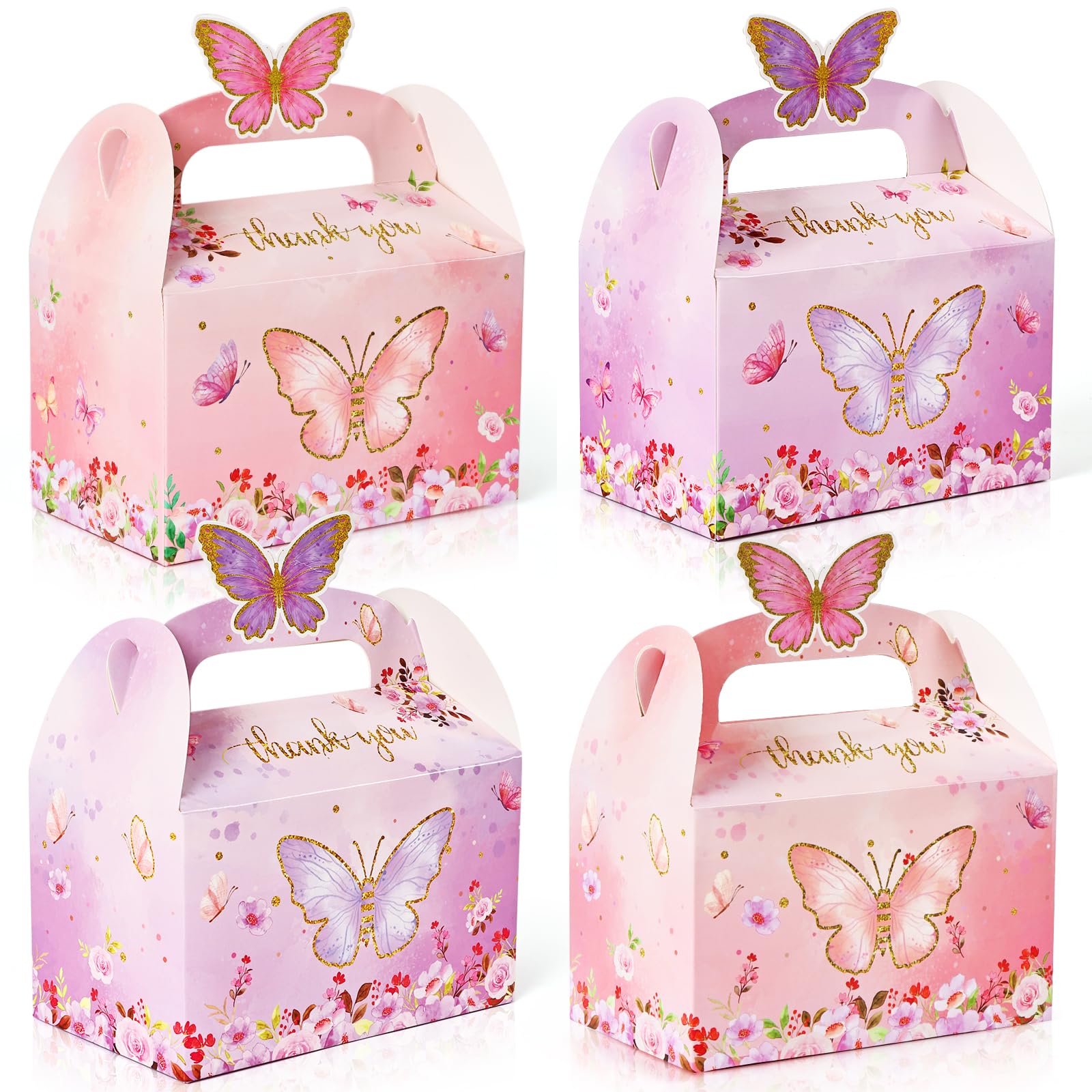 LWBDD Butterfly Party Gift Box Butterfly Flower Candy Box Paper Gift Decoration Box 24PC Pink and Purple Butterfly Box