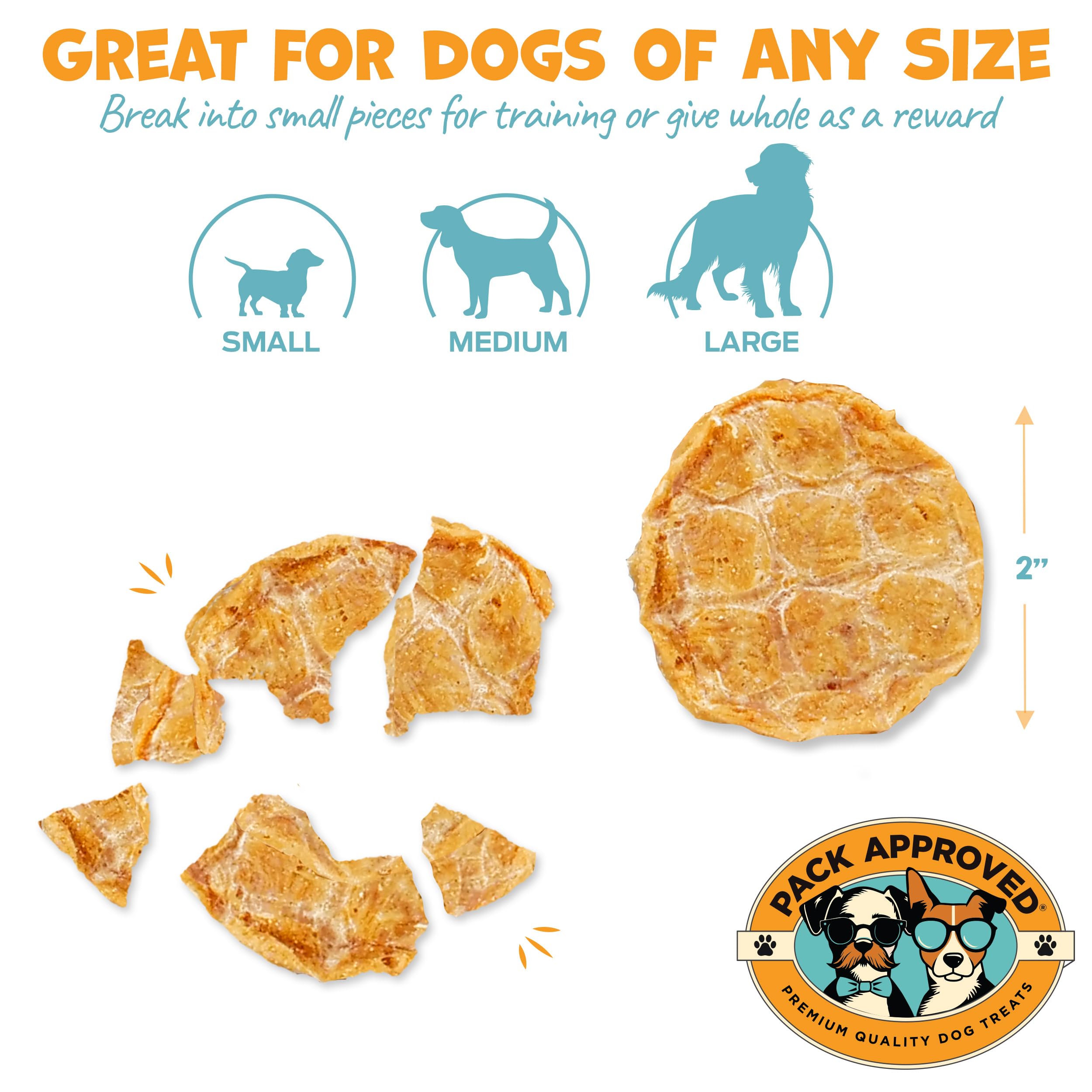 Pack Approved Chicken Chips for Dogs - Crunchy Chicken Dog Treats for Training - Single Ingredient Dog Treat - Dried Chicken Treats for Dogs - 100% Chicken Breast Dog Treats, All-Natural - 12oz