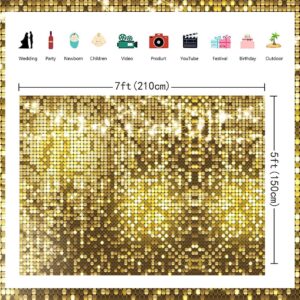 Generic Gold Glitter Backdrop Disco Themed Photography Backdrop for Anniversary Birthday Bridal Shower Wedding Prom Party Decorations Supplies Photo Studio Props (7X5FT(82x59inch))