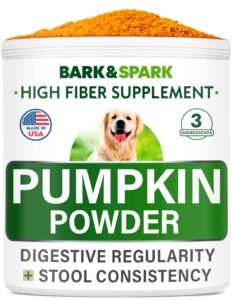 bark&spark pumpkin for dogs - pumpkin fruit and seed powder - powdered fiber supplement and stool softener - improve digestion - made in usa - 8oz