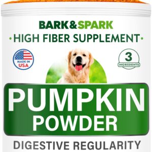 BARK&SPARK Pumpkin for Dogs - Pumpkin Fruit and Seed Powder - Powdered Fiber Supplement and Stool Softener - Improve Digestion - Made in USA - 8oz