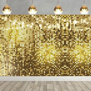 Generic Gold Glitter Backdrop Disco Themed Photography Backdrop for Anniversary Birthday Bridal Shower Wedding Prom Party Decorations Supplies Photo Studio Props (7X5FT(82x59inch))