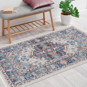 hatppto 2x3 area rugs, entry rug indoor door mat, stain resistant washable rug non-slip non-shedding carpet, vintage boho rug small bath mat, low pile rug for entryway kitchen laundry bathroom