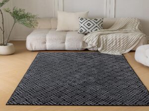 korbliss ultra-soft microfiber non-slip 6x9 area rug, luxurious machine washable carpet for bedrooms, living rooms, and kids' rooms, jacquard black