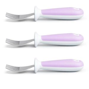 munchkin® raise™ toddler fork set, 3 pack, stainless steel, plastic, adorable pink toddler utensils forks: munchkin’s 3-piece set for happy mealtimes! (purple)