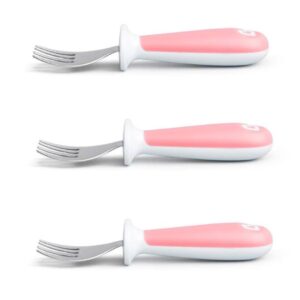 munchkin® raise™ toddler fork set, 3 pack, stainless steel, plastic, adorable pink toddler utensils forks: munchkin’s 3-piece set for happy mealtimes! (pink)