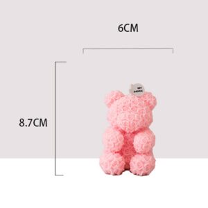 Cute Bear Shape Scented Candle,150G Rose Flower Clusters Aesthetic Handmade Soy Wax Aroma Decorative Candle for Table Photo Prop Wedding Birthday,Prefect Gift for Meditation Stress (Pink Bear)