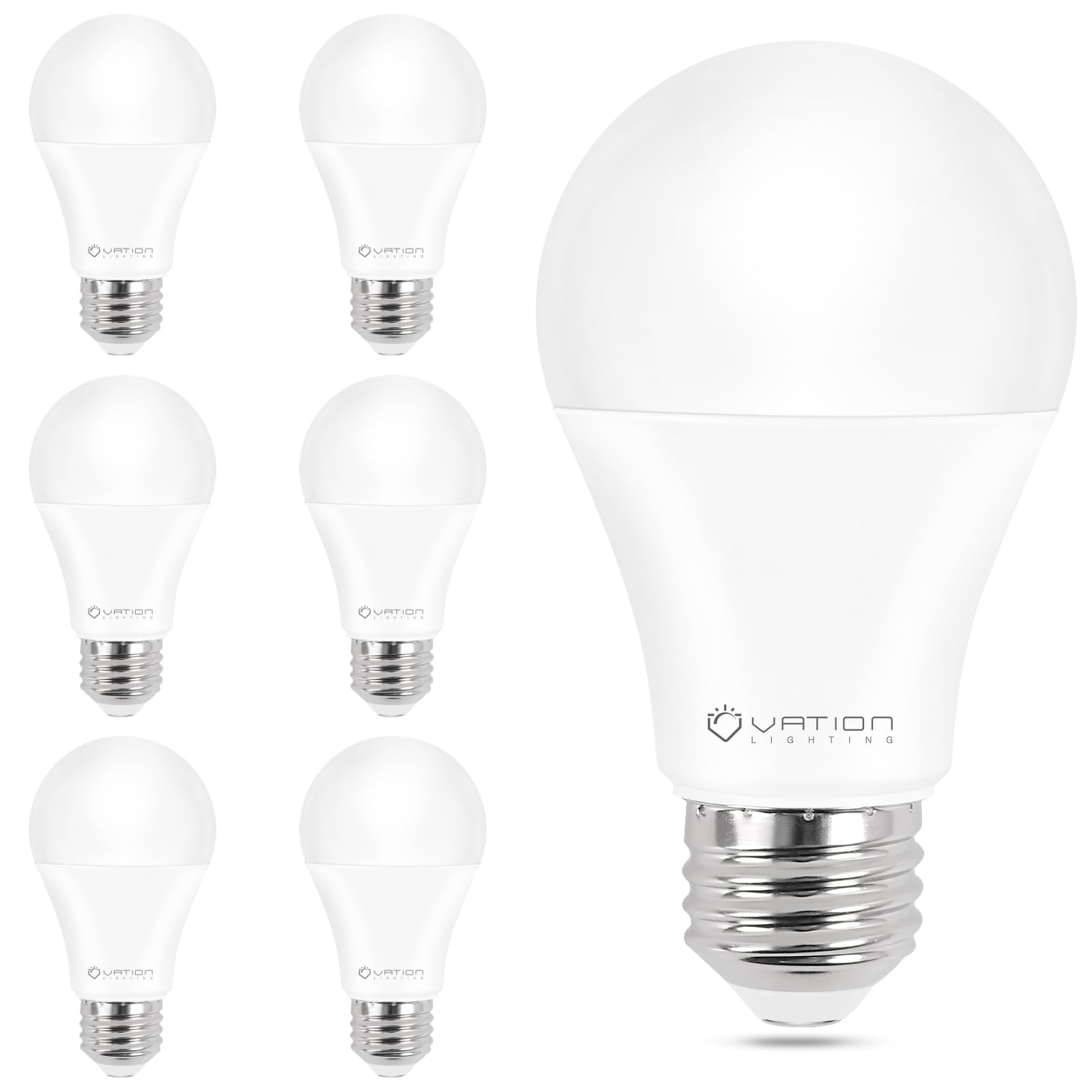 VATION LIGHTING A19 LED Light Bulb Bright White Daylight 5000K, 100 Watt Equivalent, Efficient 14 Watt, 1700 Lumens, E26 Medium Base, Non-Dimmable, ETL/UL Listed, 6 Pack