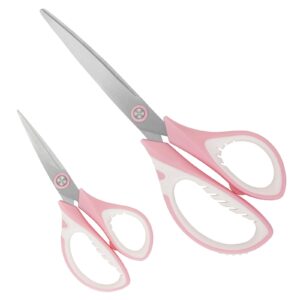 MANUFORE Pink Professional Sewing Scissors Set: Big Scissors, Small Scissors, Rotary Cutter with 3pcs Extra Blades for Cutting Fabric