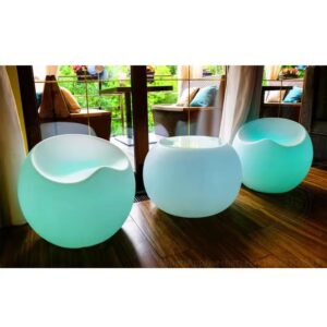 Mr.Go 22-Inch LED Glow Chair, 16 Colors Changing LED Chair, Waterproof Round LED Seat Dimmable LED Mood Lighting for Home Patio Bar Party Pool Deck (22-inch, Round)